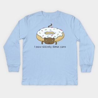 Cat Donut - I Paw-sitively Donut Care Kids Long Sleeve T-Shirt